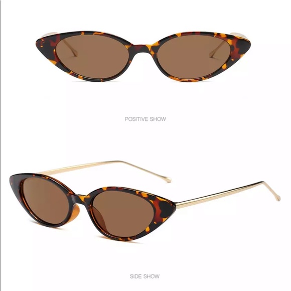 Cat Eye Sunglasses Oval Metal Frame Brown color main image 7